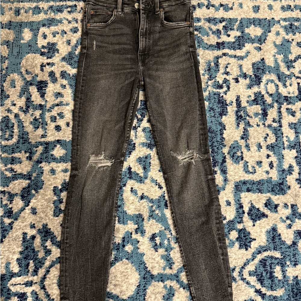 Zara Distressed Black Skinny Jeans (Full Length)